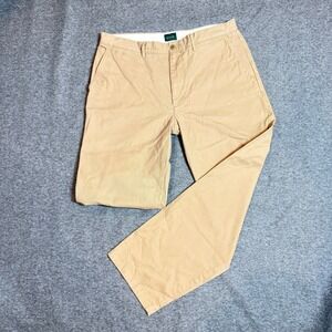 J.Crew Mens Chino Pants Khaki Tan Cotton Twill Straight Leg Flat Front 36X32